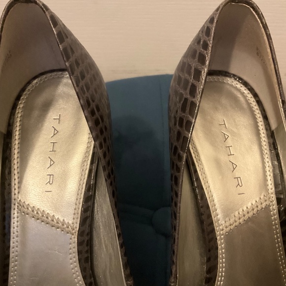 Tamari open toe faux snake skin grey heels - Picture 3 of 5